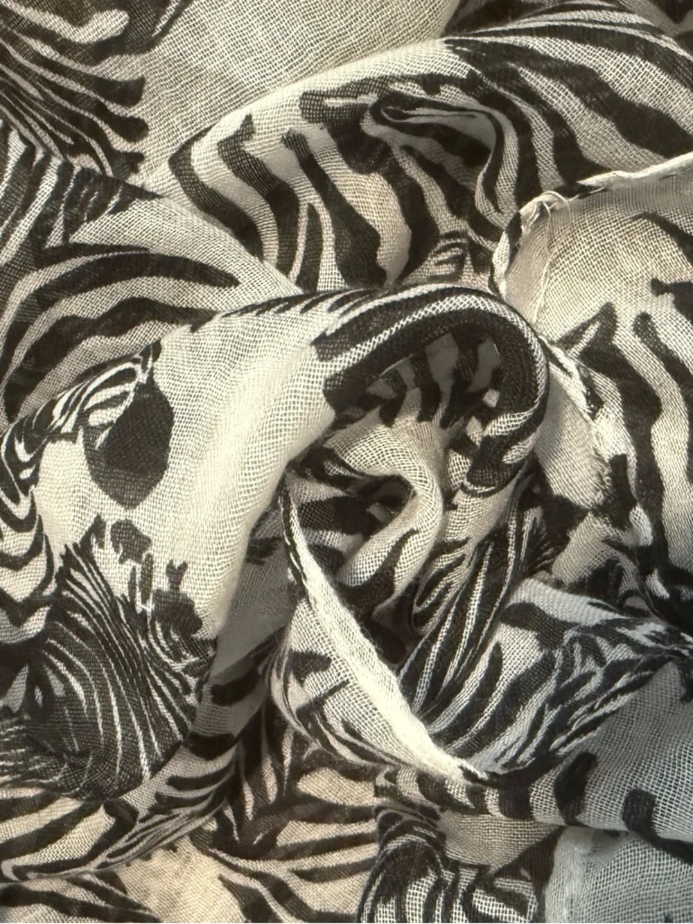 Zebra Print Lightweight infinity Scarf - or sarong Black and White